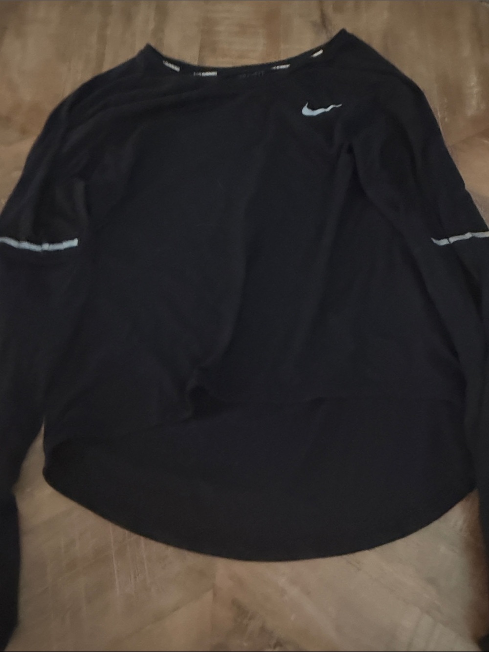 Nike Black Long Sleeve Top with Silver Swoosh
